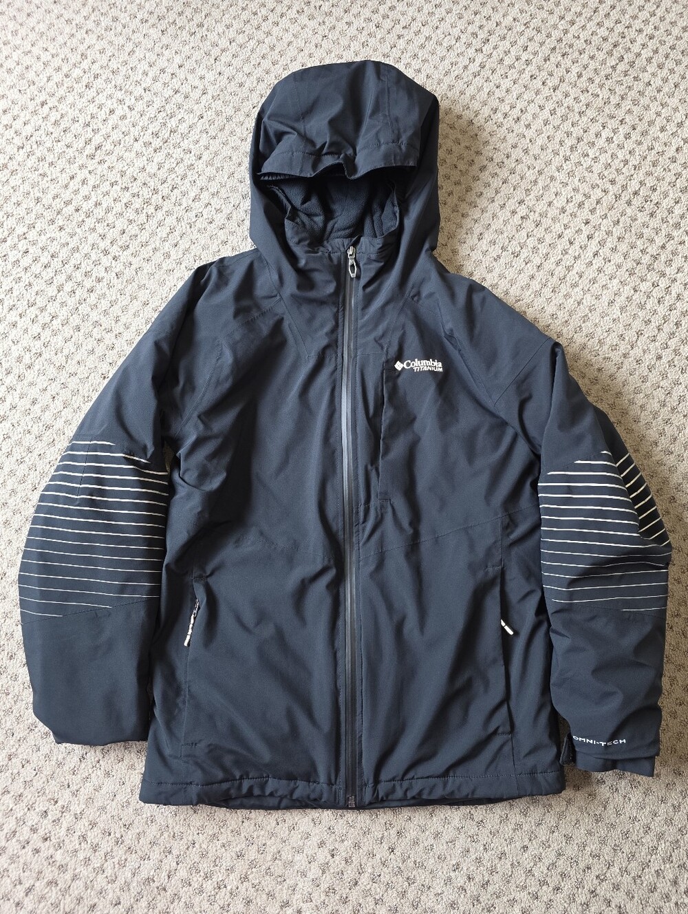 Columbia Titanium Kids Black Jacket with Reflective Accents